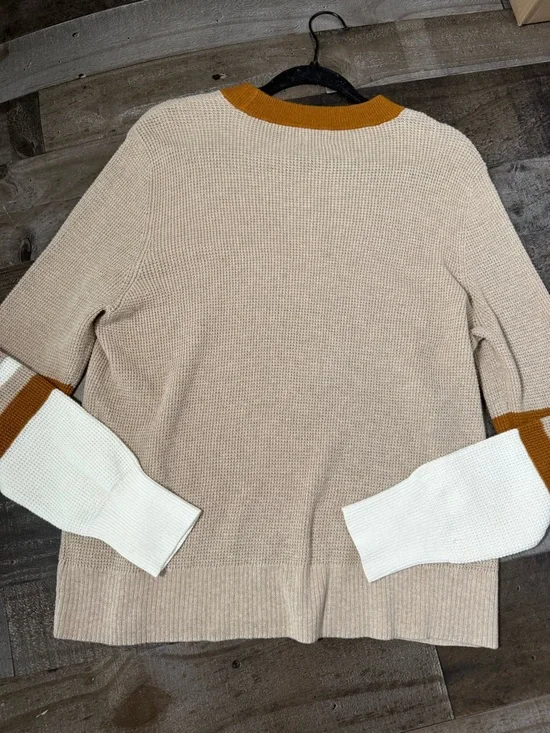 Faherty Colorblock Knit Sweater Coastal Grandpa Chic Varsity Cashmere Blend - Picture 4 of 7